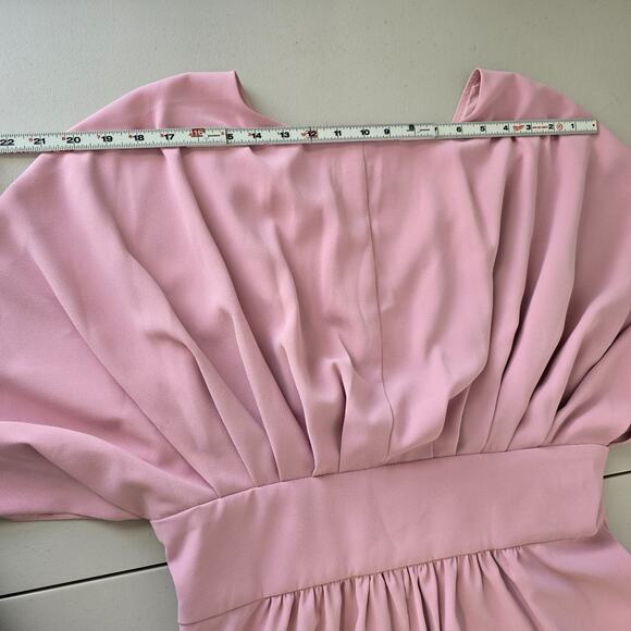 Alexia Admor Midi Party Dress Women's 14 Dusty Pink Deep V-Neck Ruffle - Picture 13 of 16